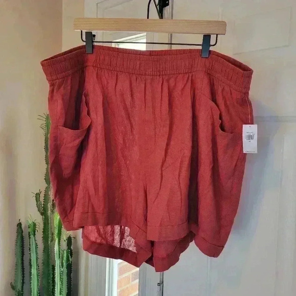 NWT Old Navy High-Rise Linen Lightweight Red Shorts, Size‎ 3XL - Picture 1 of 8